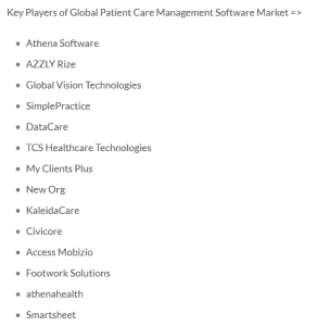  Key Player Global Patient Care Management Software Market